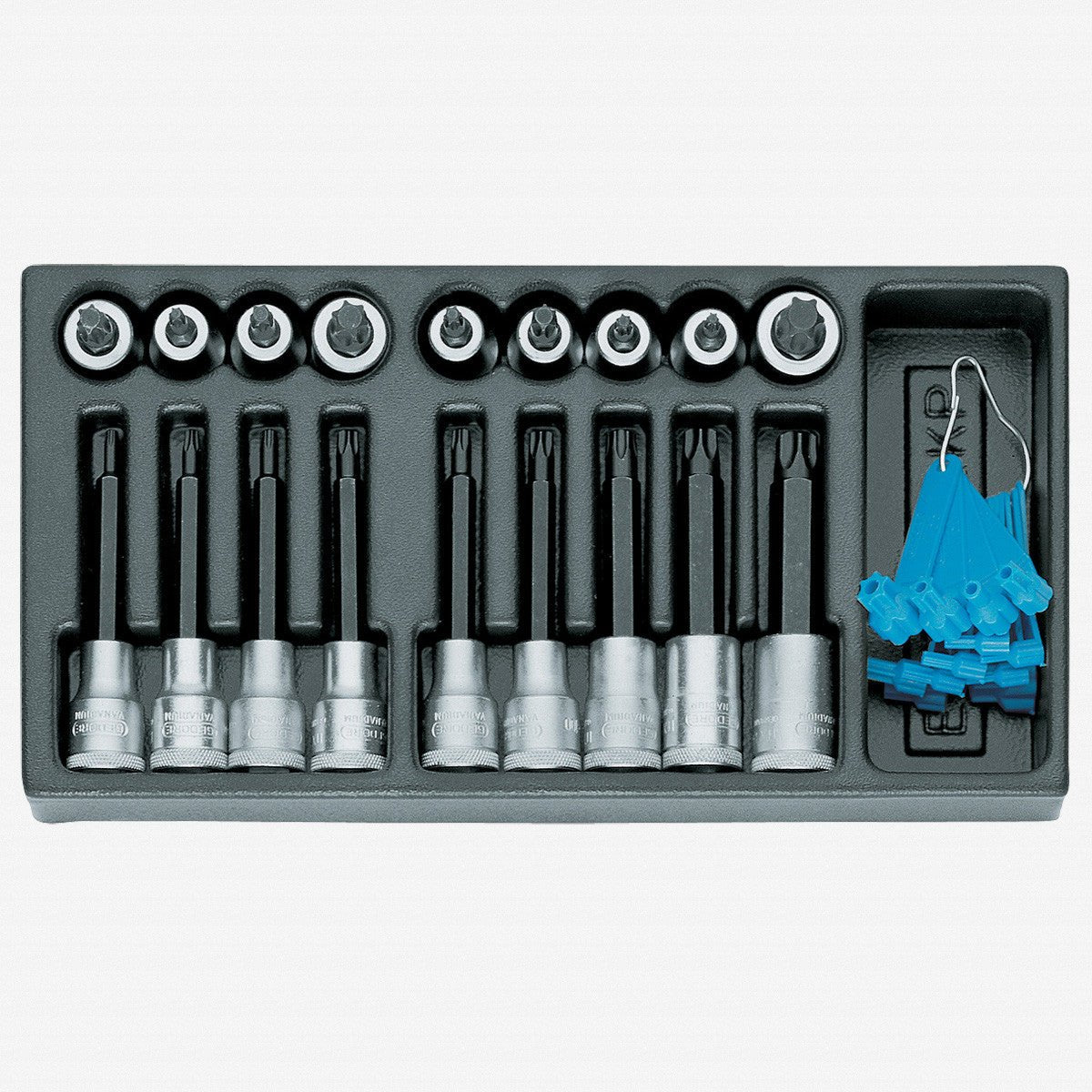 Gedore 1402226 1500 ES-ITX 19 LKP 1/2" TORX® Bit Socket Set in 1/3 ES Tool Module, 19 Pieces