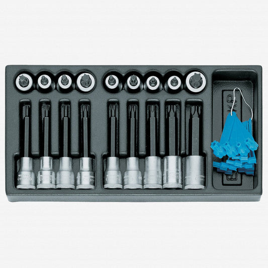 Gedore 1402226 1500 ES-ITX 19 LKP 1/2" TORX® Bit Socket Set in 1/3 ES Tool Module, 19 Pieces