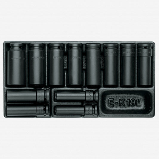 Gedore 1640836 1500 ES-K 19 L 1/2" Impact Sockets in 1/3 ES Tool Module, 10 - 27 mm, 12 Pieces