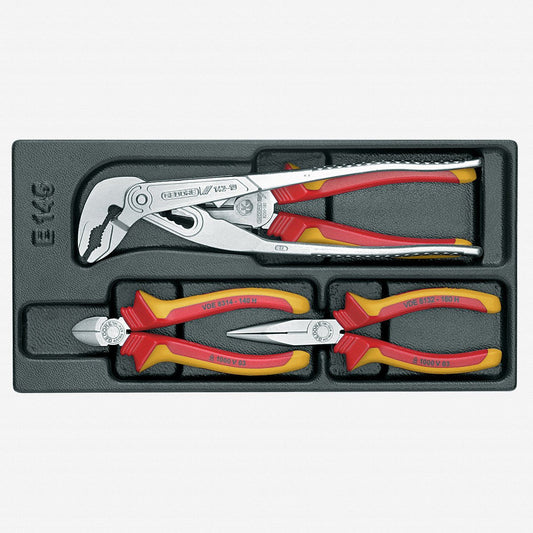 Gedore 1733079 1500 ES-VDE 145 VDE Pliers Set in 1/3 ES Tool Module, 4 Pieces
