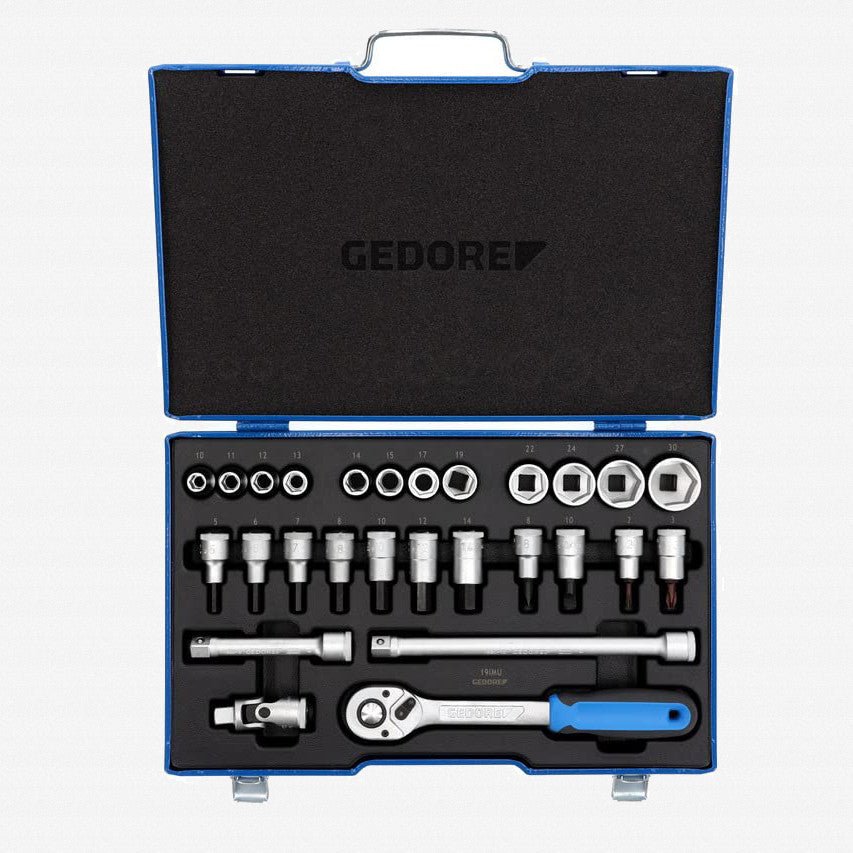 Gedore 6139750 19 IMU-10 Hex Socket Set 1/2", 10-30 mm, 27 Pieces