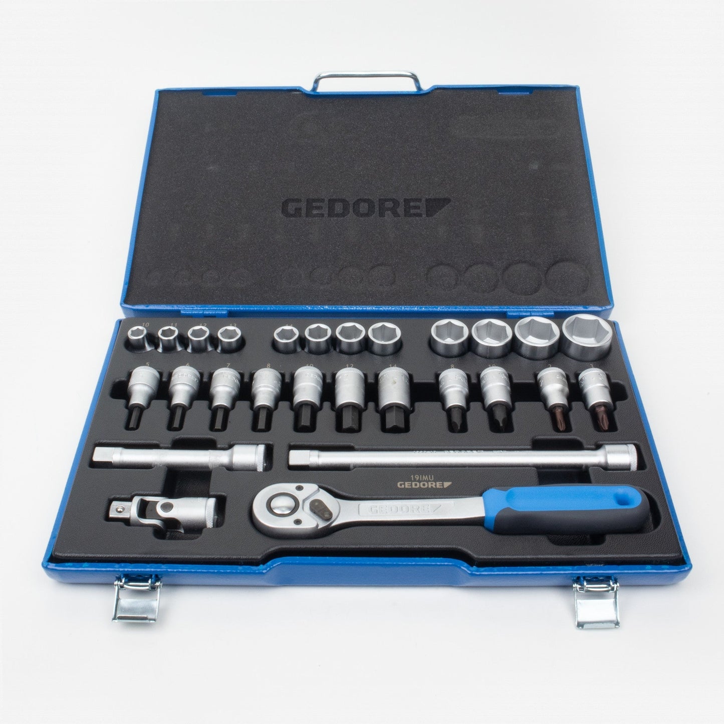 Gedore 6139750 19 IMU-10 Hex Socket Set 1/2", 10-30 mm, 27 Pieces