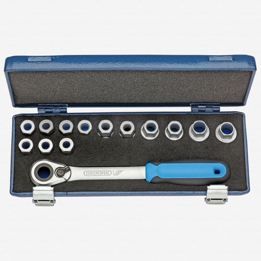 Gedore 2521563 19 SKU-20 Hex Drive Socket Set, 14 pcs