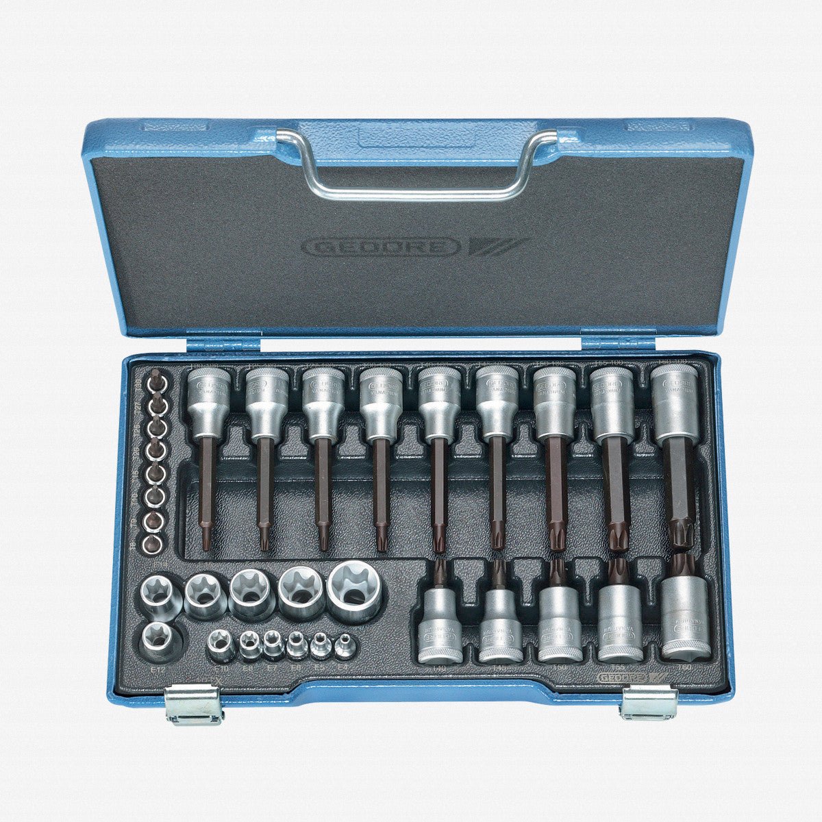 Gedore 6129440 19 TX 20 Screwdriver bit socket set 1/2"+1/4" 34 pcs TORX®