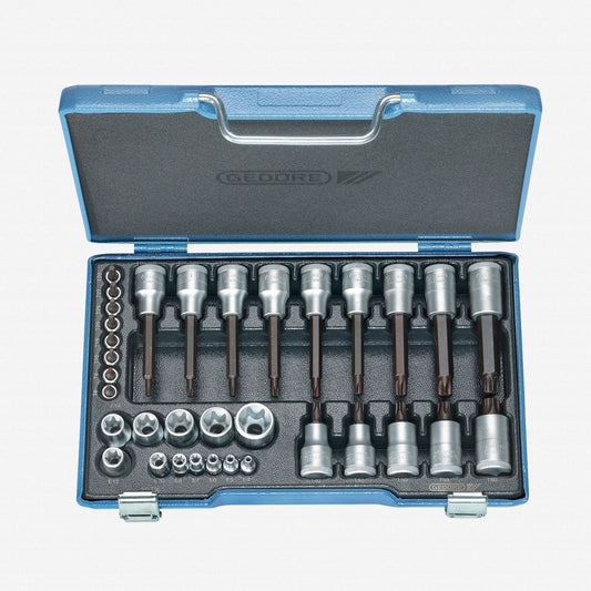Gedore 6129440 19 TX 20 Screwdriver bit socket set 1/2"+1/4" 34 pcs TORX®