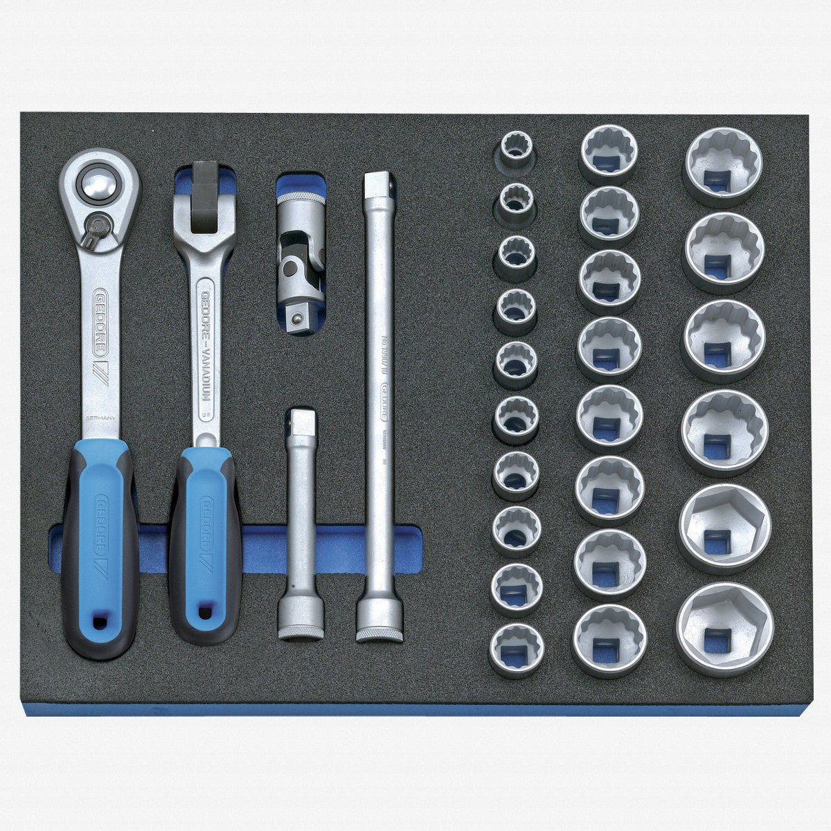 Gedore 2016494 2005 CT2-D 19 1/2" Metric Socket Set in 2/4 CT Tool Module, 10 - 36 mm, 29 pieces