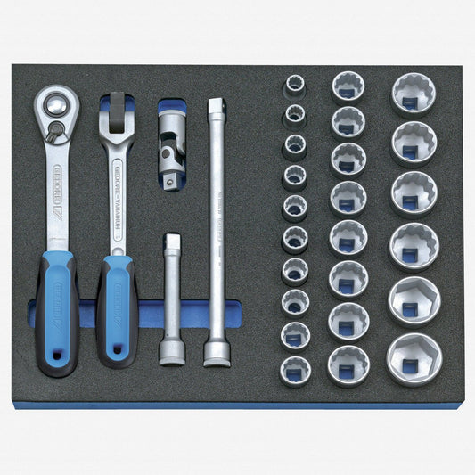 Gedore 2016494 2005 CT2-D 19 1/2" Metric Socket Set in 2/4 CT Tool Module, 10 - 36 mm, 29 pieces