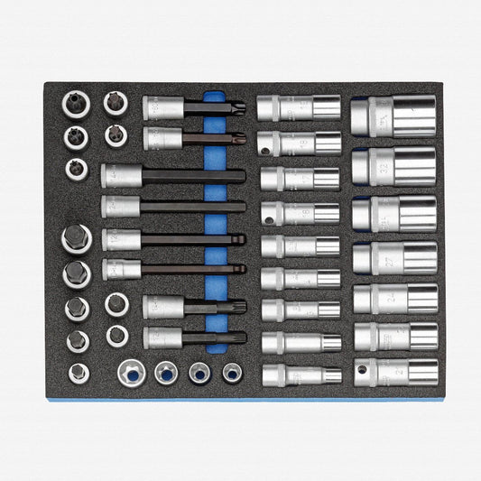 Gedore 2016516 2005 CT2-D 19L 1/2" Metric Bit and Deep Socket Set in 2/4 CT Tool Module, 40 pieces