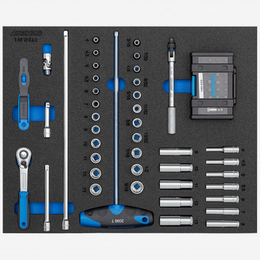 Gedore 2016478 2005 CT2-D 20 Screwdriver bit socket set 1/4" in 2/4 CT tool module, 67 pieces