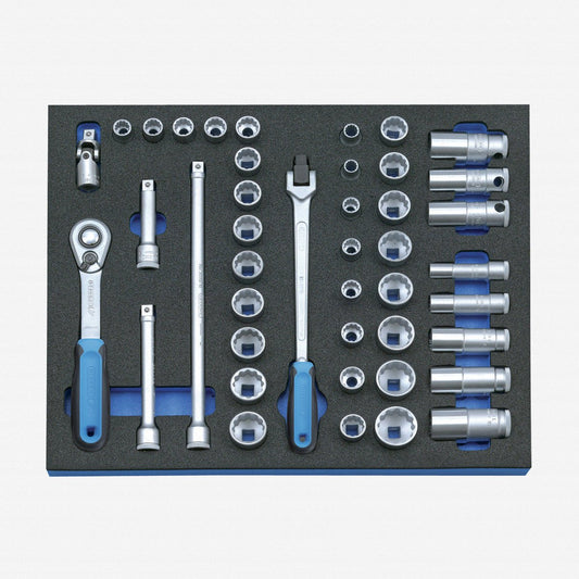 Gedore 2016486 2005 CT2-D 30 3/8" SAE and Metric Socket Set in 2/4 CT Tool Module, 43 pieces