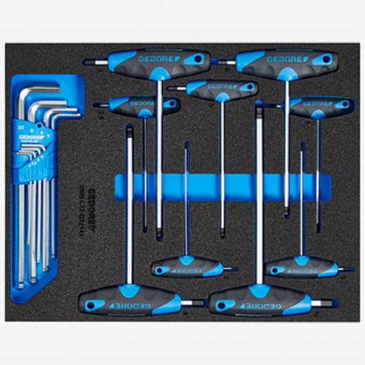 Gedore 2016540 2005 CT2-DT 42 Metric T-handle and L-key Set in 2/4 CT Tool Module, 17 pieces