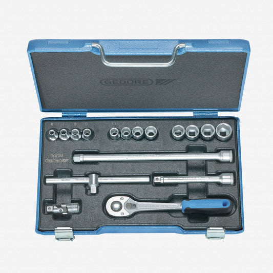 Gedore 6235710 30 GMU-10 Socket set 3/8" 17 pcs hex 6-19 mm