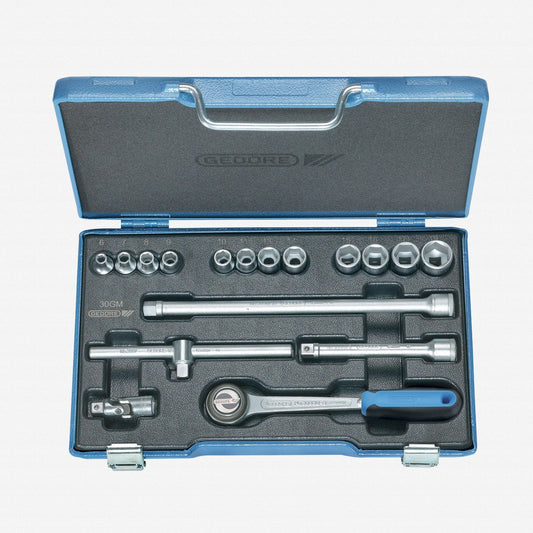 Gedore 6235980 30 GMU-3 Socket set 3/8" 17 pcs hex 6-19 mm