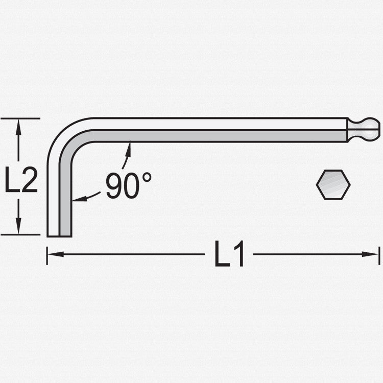 Gedore 6370090 42 KEL 2 Hexagon Allen key, extra long 2 mm
