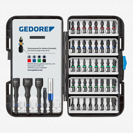 Gedore 3459519 666-045 Torsion Bit Set, 1/4" Hex Drive, 45 Pieces