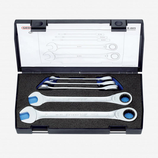 Gedore 2297434 7 R-005 Combination ratchet spanner set 5 pcs 8-19 mm
