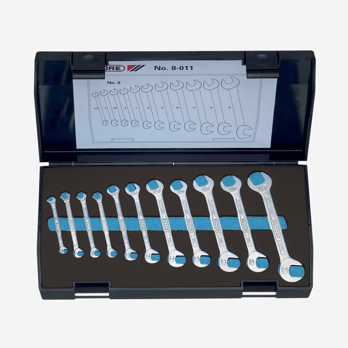Gedore 1879146 8-011 Double ended midget spanner set 11 pcs 4.5-13 mm