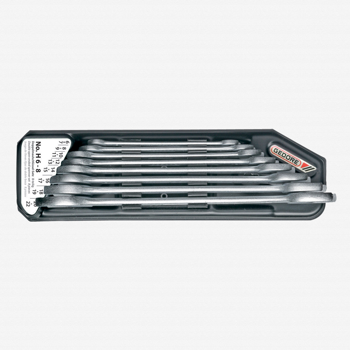 Gedore 6079400 H 6-8 Double open ended spanner set with holder 8 pcs 6-22 mm
