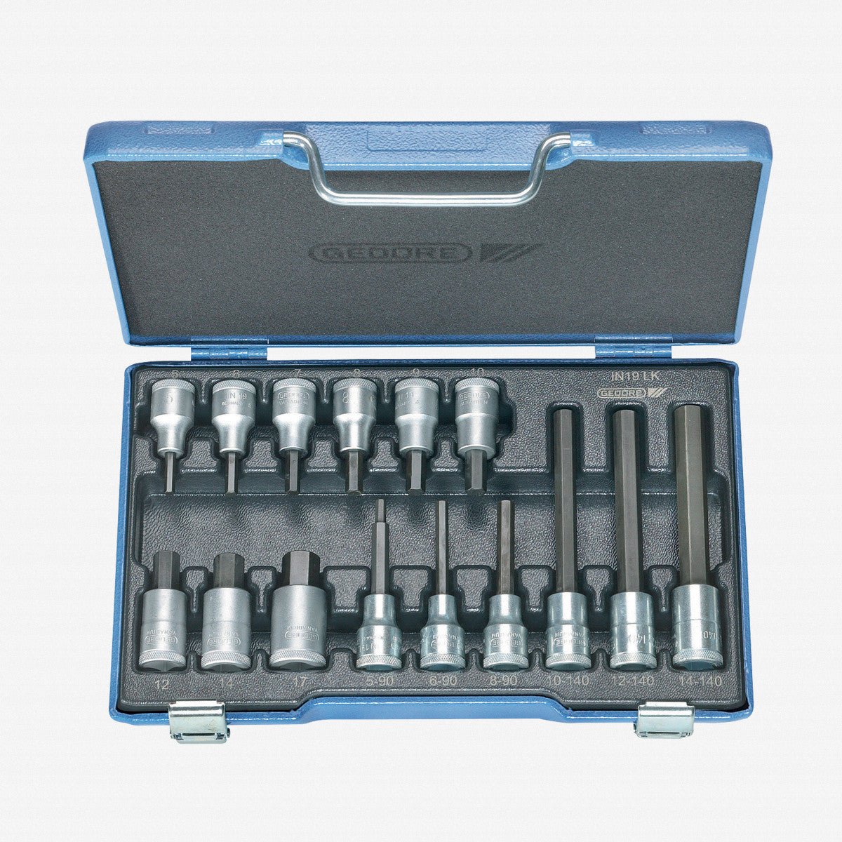 Gedore 6129360 IN 19 LKM Screwdriver bit socket set 1/2" 15 pcs in-hex 5-17 mm