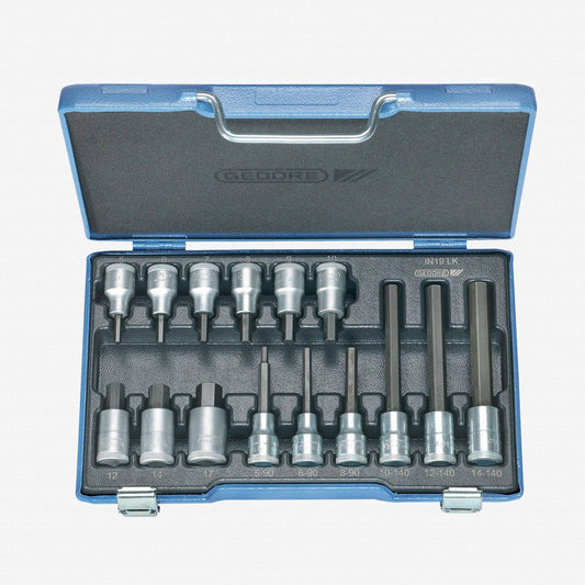 Gedore 6129360 IN 19 LKM Screwdriver bit socket set 1/2" 15 pcs in-hex 5-17 mm