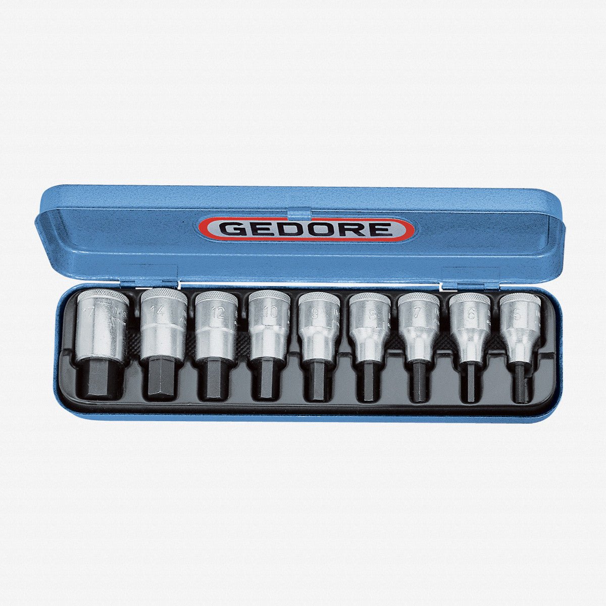 Gedore 6156250 IN 19 PM Screwdriver bit socket set 1/2" 9 pcs in-hex 5-17 mm