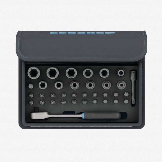 Gedore 3085015 TC 666-MU-20 Bit Box with 1/4" Drive Ratchet, 35 pcs