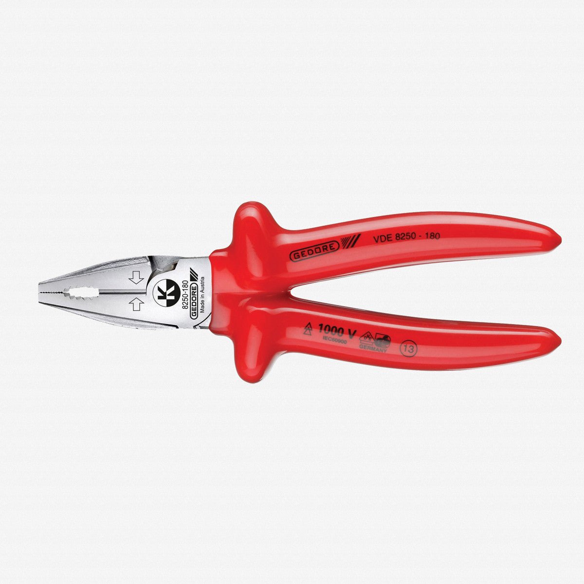 Gedore 6720090 VDE 8250-180 VDE Heavy duty combination pliers with VDE dipped insulation 180 mm