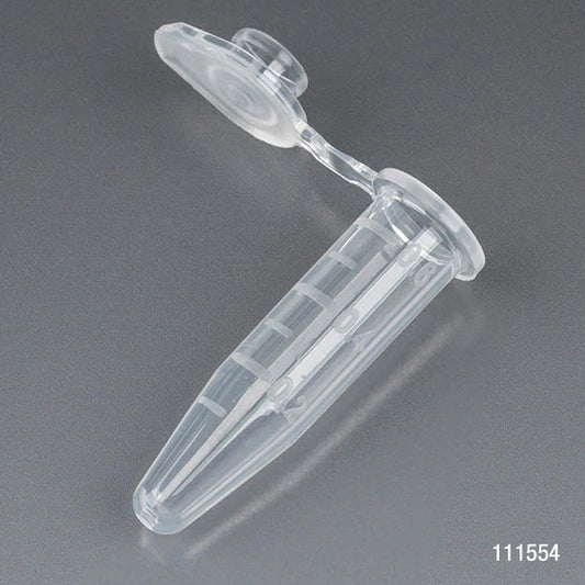 Globe Scientific 111554 Microcentrifuge Tube 0.5mL PP Attached Snap Cap Graduated Natural Certified Rnase Dnase and Pyrogen Free 500/Stand Up Zip Lock Bag