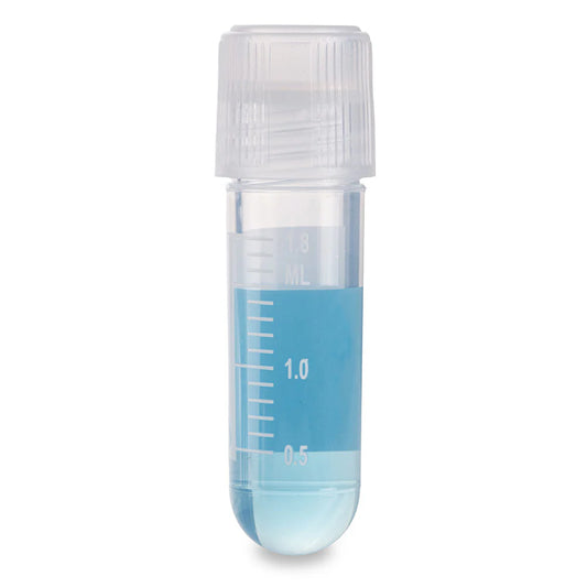 Globe Scientific 3032-2-RB Cryogenic Vials 2.0ml Sterile External Threads Attached Screwcap with O-ring seal RB PG WS