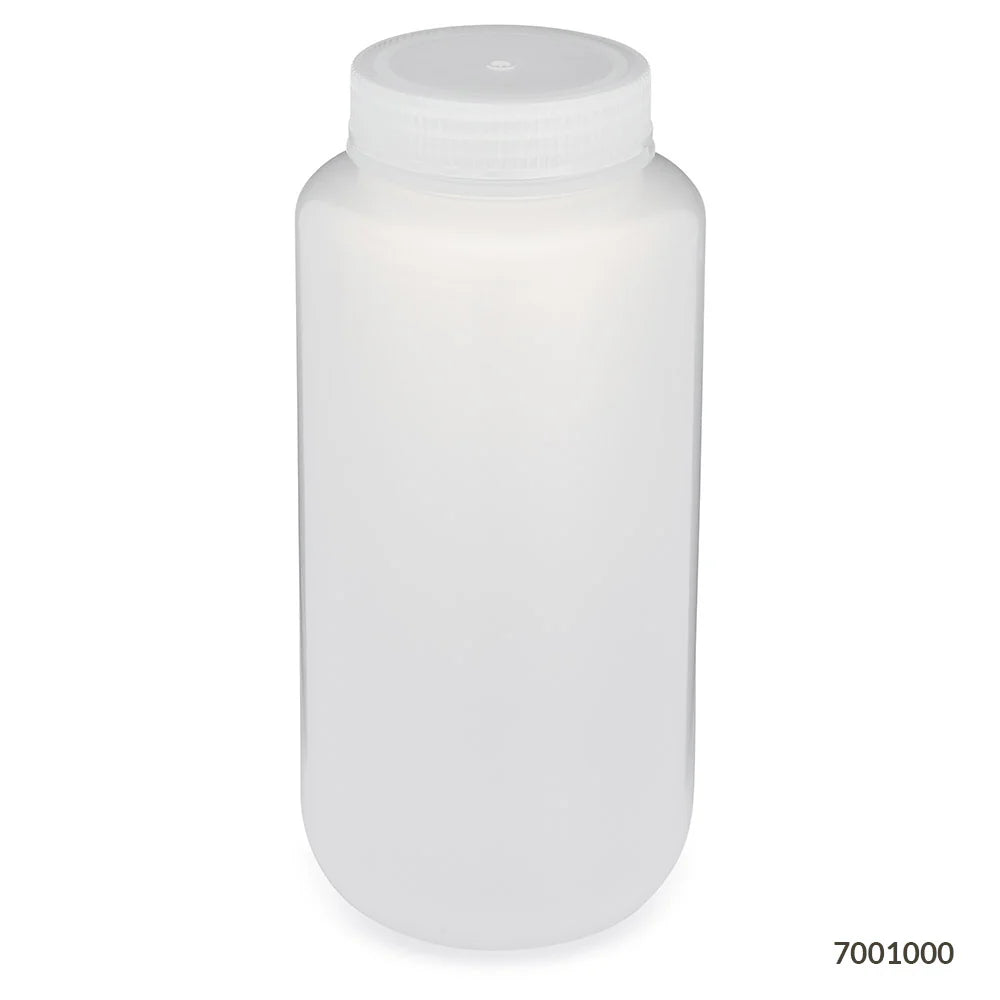Globe Scientific 7001000 Bottle Wide Mouth PP Bottle Attached PP Screw Cap 1000mL 6/Pack