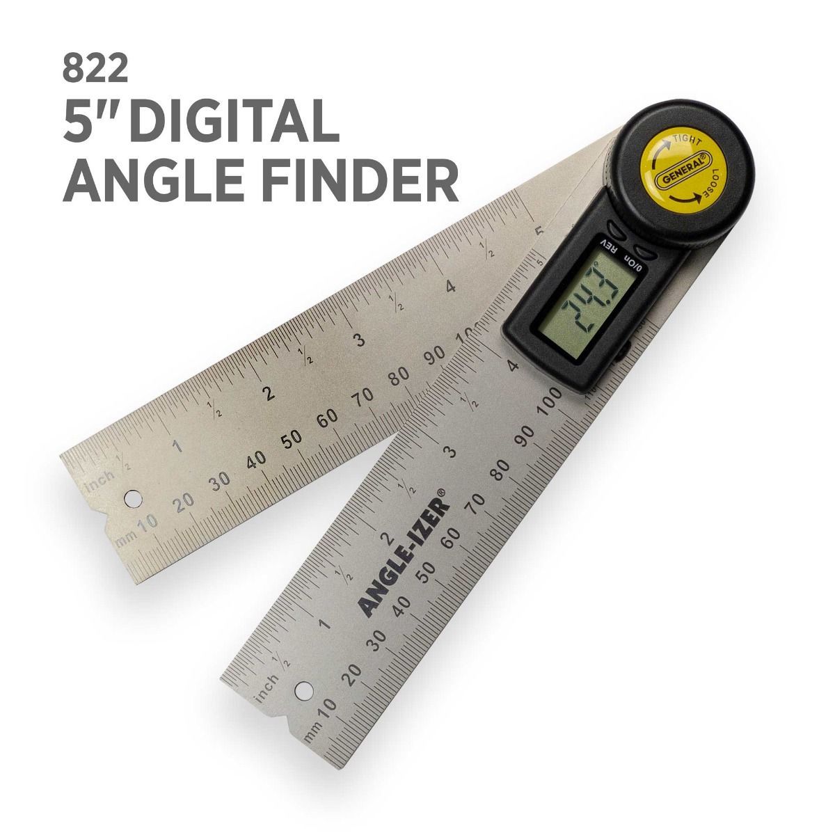 General Tools 822 Angle-Izer® Digital Angle Finder, 5 In.