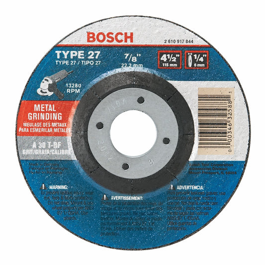 Bosch GW27M450 4-1/2 X 1/4 X 7/8 Type 27 Grinding Wheel A30T-Bf For Metal (Bulk)