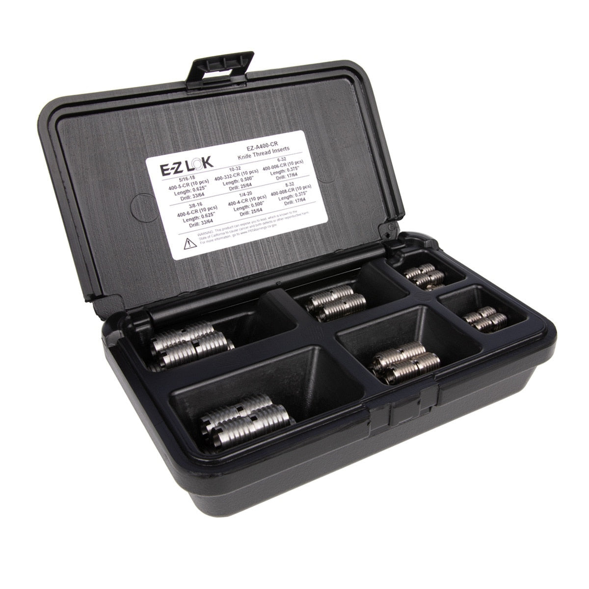 E-Z Knife™ Threaded Insert Assortment Kit for Hard Wood - Stainless Steel - 6-32 to 3/8-16