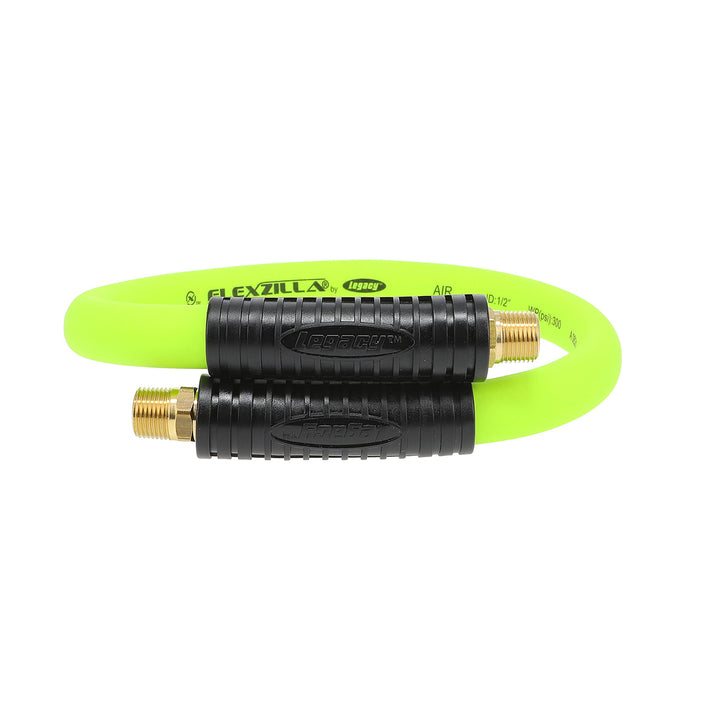 FlexZilla HFZ1202YW3S Whip Hose with Swivel, 1/2" x 2', 3/8" MNPT Swivel x 3/8" MNPT Fittings