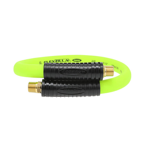 FlexZilla HFZ1202YW3S Whip Hose with Swivel, 1/2" x 2', 3/8" MNPT Swivel x 3/8" MNPT Fittings