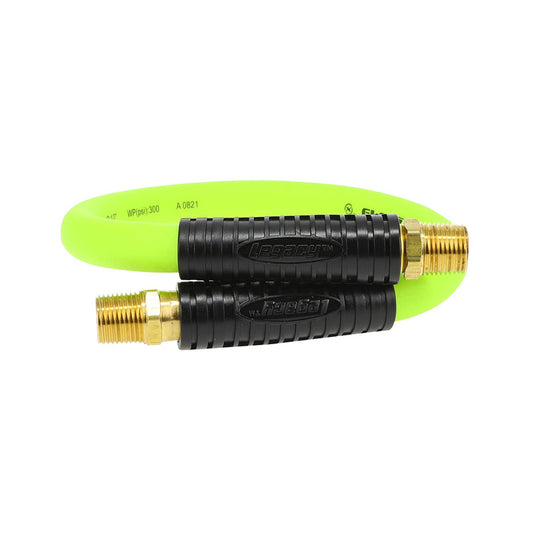 FlexZilla HFZ1202YW4S Whip Hose with Swivel, 1/2" x 2', 1/2" MNPT Swivel x 1/2" MNPT Fittings