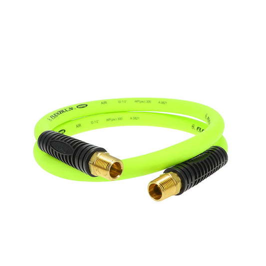 FlexZilla HFZ1204YW4S Whip Hose with Swivel, 1/2" x 4', 1/2" MNPT Swivel x 1/2" MNPT Fittings
