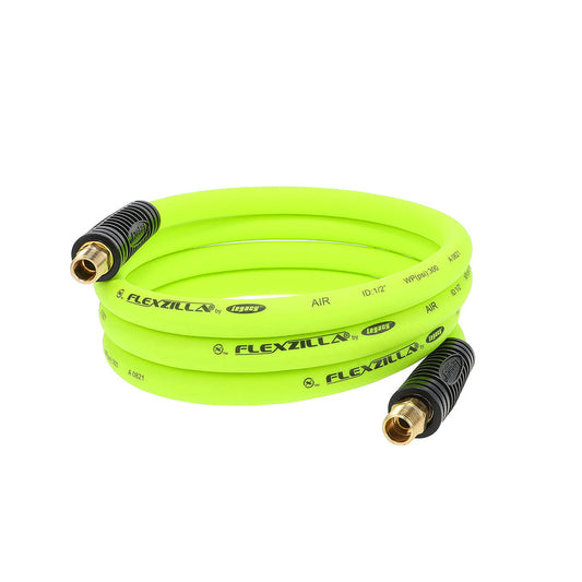 FlexZilla HFZ1208YW3S Whip Hose with Swivel, 1/2" x 8', 3/8" MNPT Swivel x 3/8" MNPT Fittings