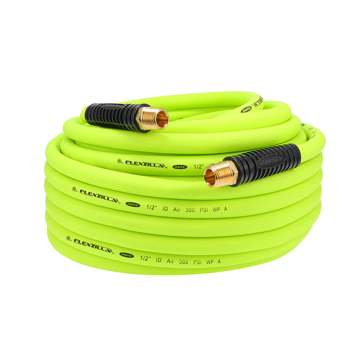 FlexZilla HFZ12100YW4 Air Hose, 1/2" x 100', 1/2" MNPT Fittings