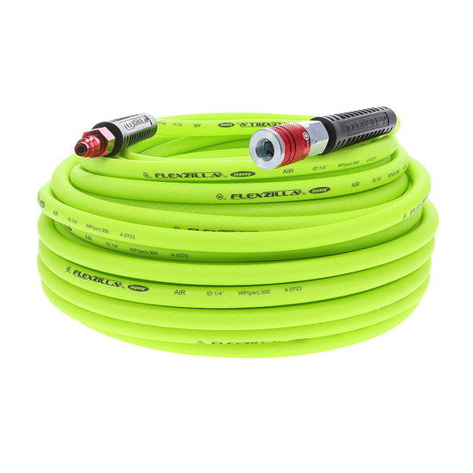 FlexZilla HFZ14100YW2-D Air Hose Kit, 3-Piece, 1/4" x 100', with ColorConnex® Coupler and Plug, Type D, Red