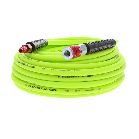 FlexZilla HFZ1450YW2-D Air Hose Kit, 3-Piece, 1/4" x 50', with ColorConnex® Coupler and Plug, Type D, Red