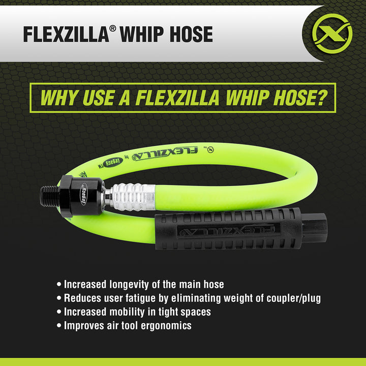 FlexZilla HFZ3802YW2B Whip Hose with Ball Swivel, 3/8" x 2'