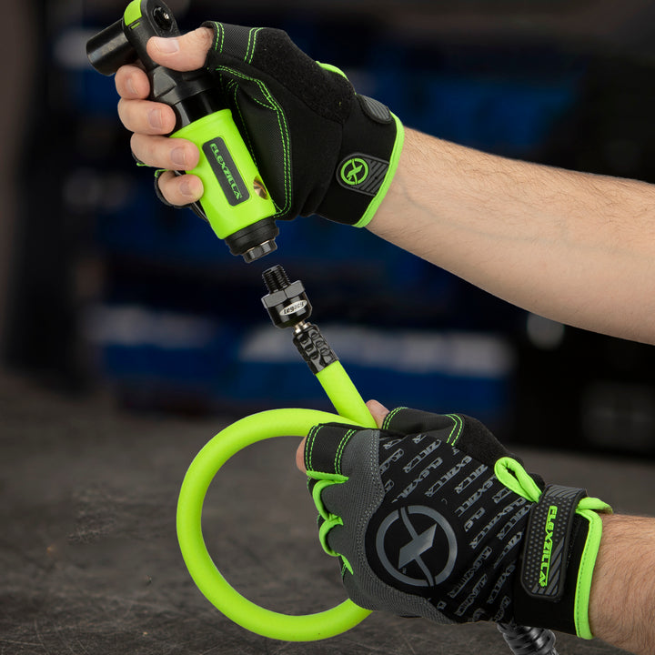 FlexZilla HFZ1204YW3S Whip Hose with Swivel, 1/2" x 4', 3/8" MNPT Swivel x 3/8" MNPT Fittings