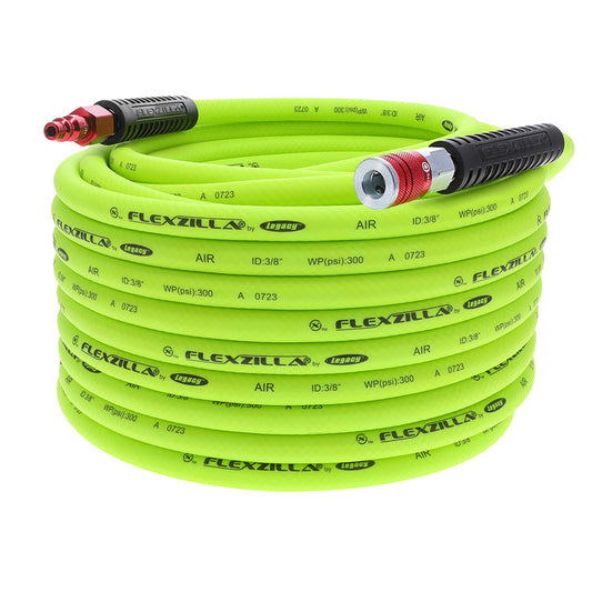 FlexZilla HFZ38100YW2-D Air Hose Kit, 3-Piece, 3/8" x 100', with ColorConnex® Coupler and Plug, Type D, Red