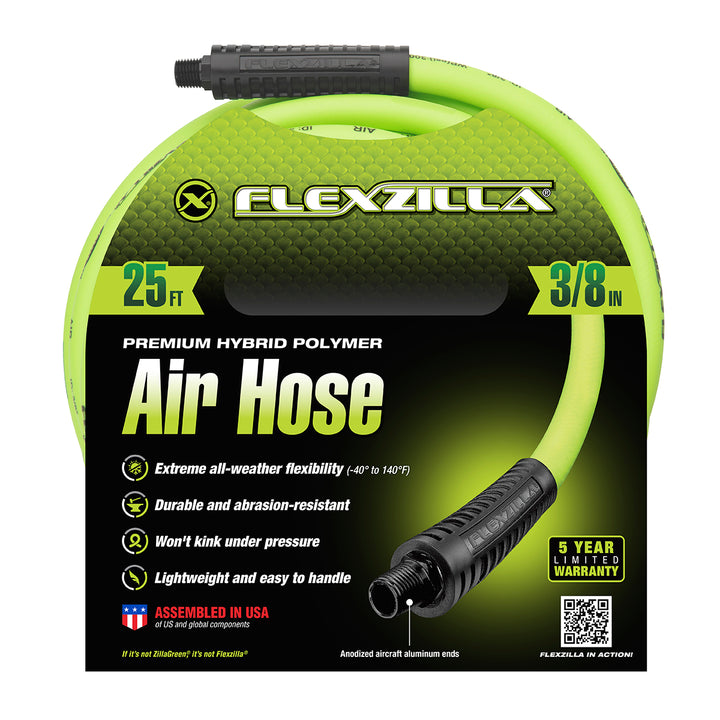 FlexZilla HFZ3825YW2 Air Hose, 3/8" x 25', 1/4" MNPT Fittings