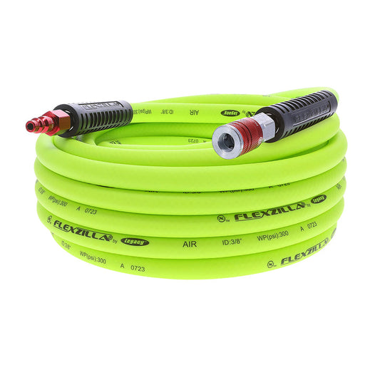 FlexZilla HFZ3835YW2-D Air Hose Kit, 3-Piece, 3/8" x 35', with ColorConnex® Coupler and Plug, Type D, Red