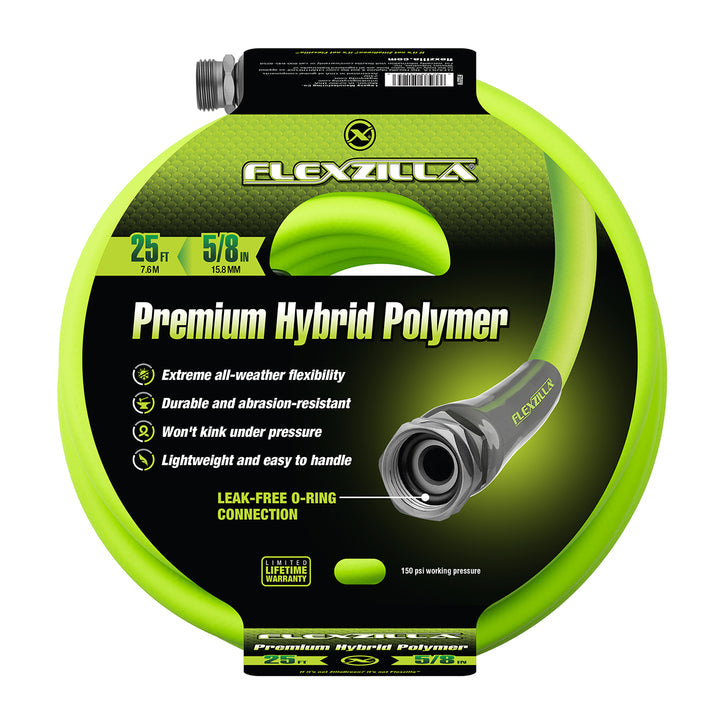 FlexZilla HFZG525YW Garden Hose, 5/8" x 25', 3/4" - 11 1/2 GHT Fittings