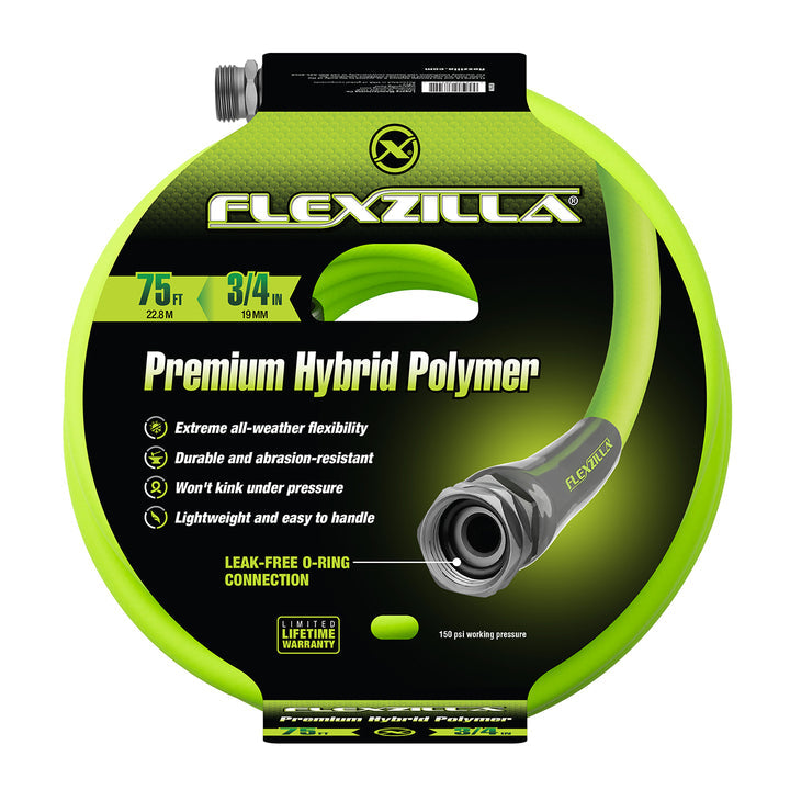 FlexZilla HFZG675YW Garden Hose, 3/4" x 75', 3/4" - 11 1/2 GHT Fittings