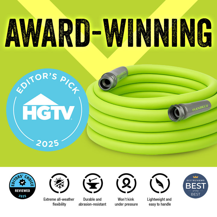 FlexZilla HFZG525YW Garden Hose, 5/8" x 25', 3/4" - 11 1/2 GHT Fittings
