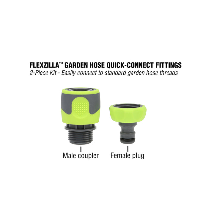 FlexZilla HFZGAK11 Garden Hose Quick-Connect Fittings, 2-Piece Coupler & Plug Kit